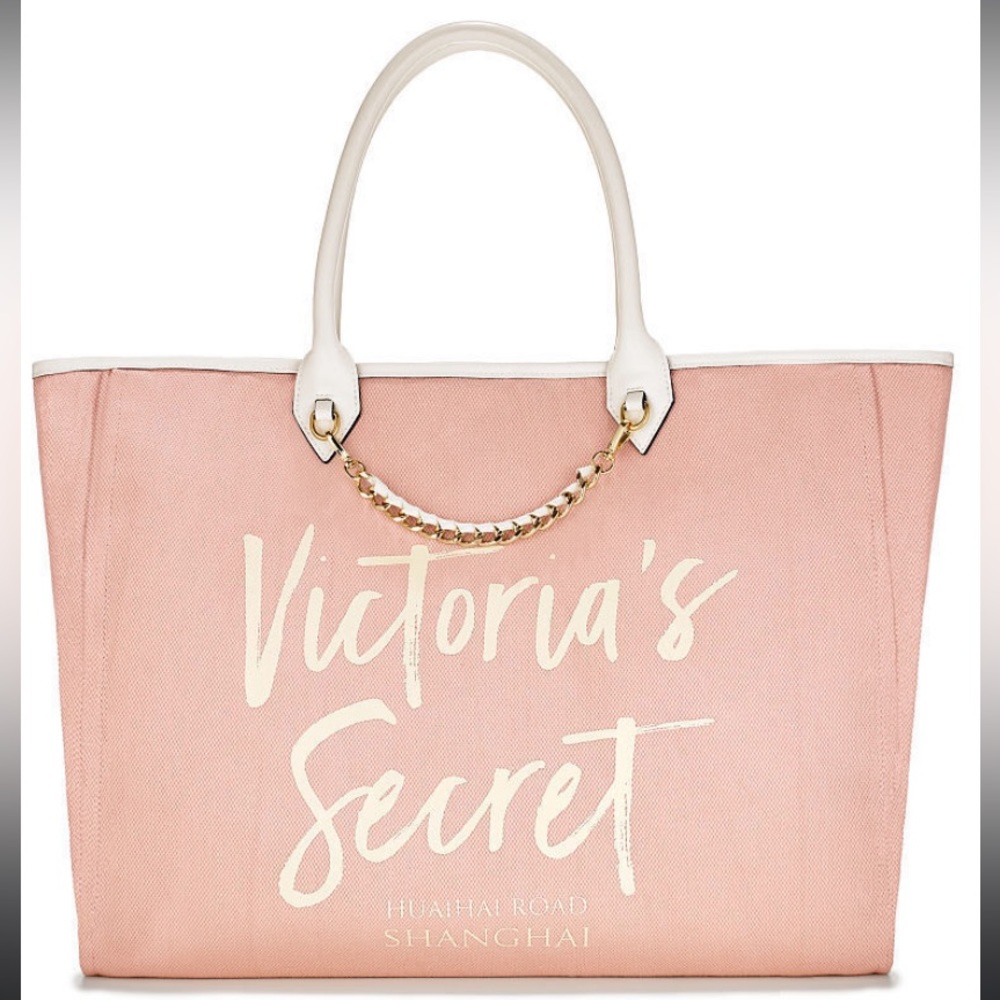 Victorias Secret Shanghai Fashion Show Light Pink and White Tote Bag